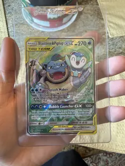 Pokemon Blastoise & Piplup GX TAG TEAM Full Art Ultra Rare Holo 215/236 - Image 1
