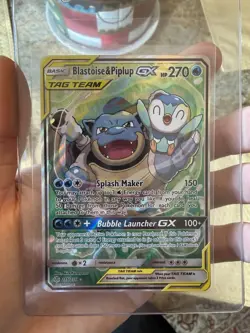 Pokemon Blastoise & Piplup GX TAG TEAM Full Art Ultra Rare Holo 215/236 - Image 2