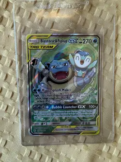 Pokemon Blastoise & Piplup GX TAG TEAM Full Art Ultra Rare Holo 215/236 - Image 3