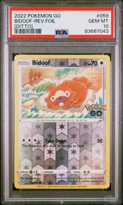 Pokemon Go Bidoof/Ditto Reverse Holo 059/078 PSA 10 - LOW POP - Image 1