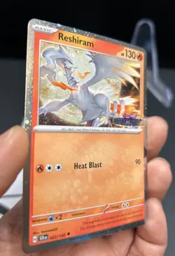 RESHIRAM Pokemon Stellar Crown Stamped 022/142 Cosmos Holo *TWO PARTIAL SWIRL* - Image 3