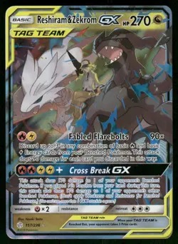 2019 Reshiram & Zekrom GX 157/236 Ultra Rare Holo NM SM - Cosmic Eclipse Pokemon - Image 1