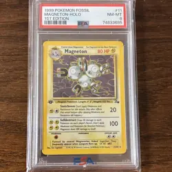 1999 Pokemon Fossil 1st Edition Magneton Holo #11 PSA 8 NM-MT Vintage WOTC - Image 1