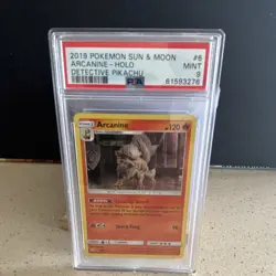 Pokemon TCG Arcanine 6/18 Detective Pikachu Rare Holo PSA 9 2019 - Image 1