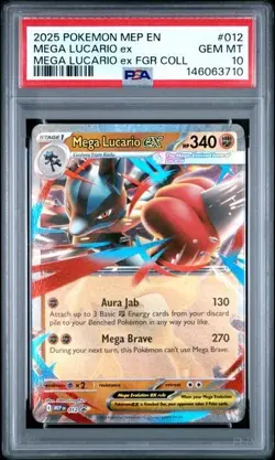 2025 POKEMON MEP EN-ME BLACK STAR PROMO #012 - MEGA LUCARIO EX - PSA 10 - Image 1