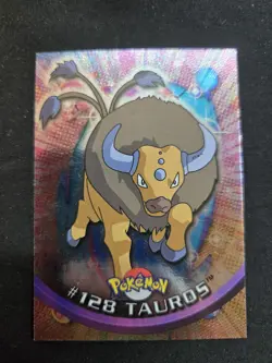 Pokemon Topps TV Animation Edition HOLO Tauros #128 BLUE LOGO 1ST EDITION - MINT - Image 1
