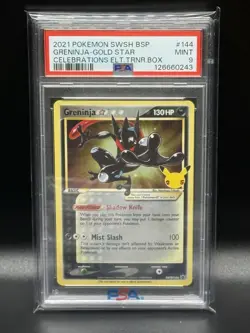 2021 POKEMON SWSH BLACK STAR PROMO #144 GRENINJA-GOLD STAR PSA 9 - Image 1