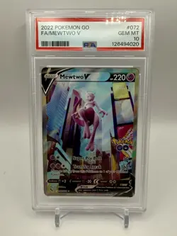 2022 POKEMON GO #072 FULL ART/MEWTWO V PSA 10 - Image 1