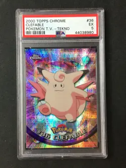 PSA 5 2000 Topps Chrome Pokemon T.V. #36 Clefable EX Tekno - Image 1