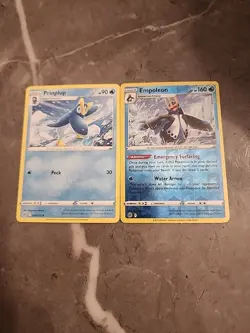 pokemon cards-Empolean Reverse Holo Rare & Prinplup Uncommon Regular - Image 1