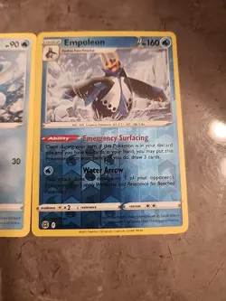 pokemon cards-Empolean Reverse Holo Rare & Prinplup Uncommon Regular - Image 3
