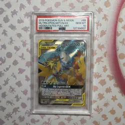 PSA 10 Moltres Zapdos Articuno 66 Pokemon Hidden Fates Holo Graded Card - Image 1
