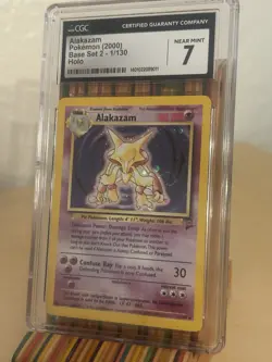 1999 Alakazam Pokemon Base Set 2 1/130 Unlimited Holo Rare CGC 7 * SWIRL - Image 3