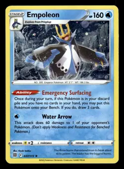 Empoleon 037/172 Cosmos Holo Rare Brilliant Stars Pokemon Card - Image 1