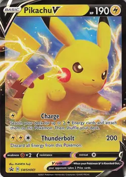 Pikachu V SWSH061 Holo Promo Sword & Shield Promo Pokemon Holo Near Mint - Image 1