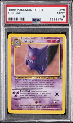 1999 POKEMON FOSSIL #20 GENGAR PSA 9 - Image 1
