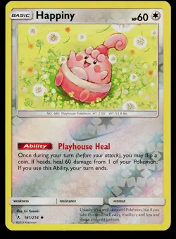 Pokemon Card Unbroken Bonds Happiny 161/214 Uncommon Reverse Holo - Image 1