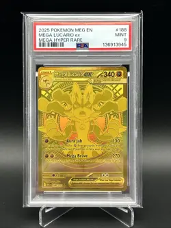 2025 Pokemon Mega Hyper Rare PSA 9 Mega Lucario EX #188 - Image 1