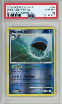 POP 11 - PSA 10 Wailord #30 Pokemon D&P Great Encounters - Reverse Holo - Image 1