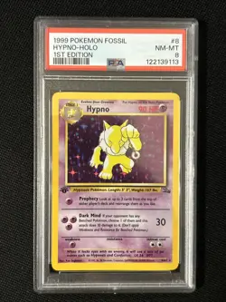 Pokemon Hypno 8/62 Fossil Holo (Fresh Grade) *PSA 8* - Image 1