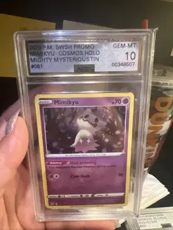 2020 Pokemon SWSH Mimikyu Cosmos Holo W/HD Swirl 081/189 Graded AGS 10 Gem - Image 1