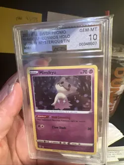 2020 Pokemon SWSH Mimikyu Cosmos Holo W/HD Swirl 081/189 Graded AGS 10 Gem - Image 2