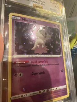 2020 Pokemon SWSH Mimikyu Cosmos Holo W/HD Swirl 081/189 Graded AGS 10 Gem - Image 5