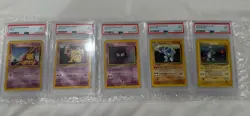 1999 Pokemon Base Set Abra #43 Kadabra #32 Gastly #50 Machoke Magnemite PSA 9 - Image 1
