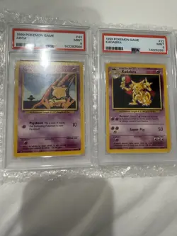 1999 Pokemon Base Set Abra #43 Kadabra #32 Gastly #50 Machoke Magnemite PSA 9 - Image 2