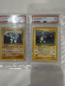 1999 Pokemon Base Set Abra #43 Kadabra #32 Gastly #50 Machoke Magnemite PSA 9 - Image 4