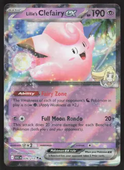 Lillie's Clefairy ex 076/217 Double Rare Ascended Heroes Pokemon Near Mint - Image 1