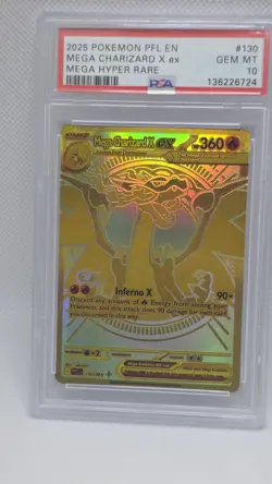🔥🐉 Pokemon PFL EN Mega Charizard X EX GOLD – PSA 10MINT 🐉🔥 - Image 1