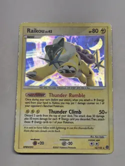 2007 Pokemon Cracked Ice Holo Diamond & Pearl Secret Wonders Raikou #16/132 - Image 2