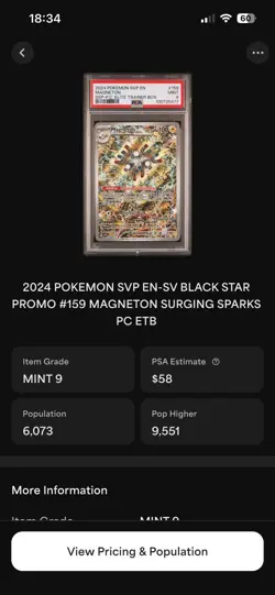 2024 POKEMON SVP EN-SV BLACK STARPROMO #159 MAGNETON SURGING SPARKSPC ETB - Image 3