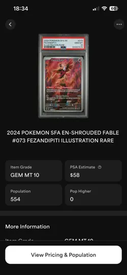2024 POKEMON SFA EN-SHROUDED FABLE#073 FEZANDIPITI ILLUSTRATION RARE - Image 3