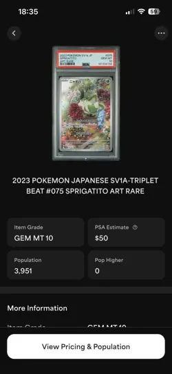 2023 POKEMON JAPANESE SV1A-TRIPLETBEAT #075 SPRIGATITO ART RARE - Image 3