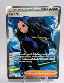 Pokemon TCG Geeta 218/197 SV03 Obsidian Flames Trainer Holo Rare - Image 1