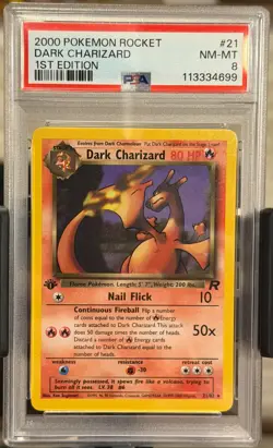 2000 POKEMON ROCKET DARK CHARIZARD 1ST EDITION #21 NON HOLO PSA 8 - Image 1