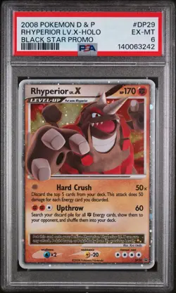Pokemon Rhyperior LV.X Holo Promo 2008 Black Star DP29 PSA 6 Diamond & Pearl - Image 1
