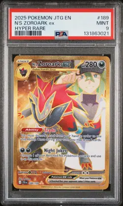 2025 POKEMON JTG EN-JOURNEY TOGETHER 189 N'S ZOROARK EX HYPER RARE PSA 9 - Image 3