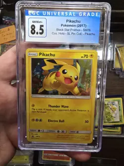 CGC 8.5 Pikachu Black Star Promo 2017 Pokemon Shining Legends Pin Coll. SM76 - Image 1