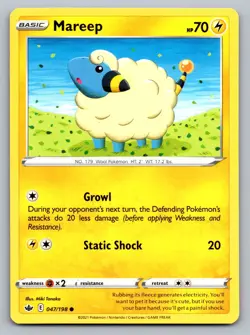 Pokemon TCG SWSH06: Chilling Reign Mareep 047/198 - Image 1