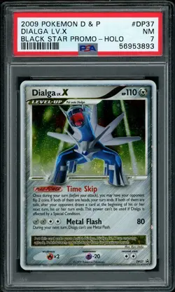 2009 Pokemon Diamond & Pearl Dialga Lv.X Holo Black Star Promo DP37 PSA 7 NM - Image 1