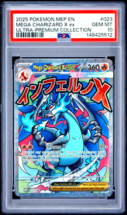 PSA 10 GEM MINT!!! 2025 Pokemon MEP EN Mega Charizard X EX Ultra Premium #023 - Image 1