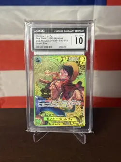 CGC 10 Monkey D Luffy SR ST13-015 Japanese ONE PIECE Card 2nd Anniversary Set JP - Image 1