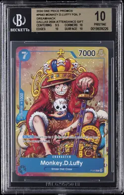 2024 ONE PIECE PROMOS #P043 MONKEY D. LUFFY BGS 10 - Image 1
