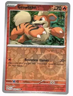 GROWLITHE 2023 Pokemon TCG Scarlet & Violet Reverse Holo 030/198 card🔥 - Image 1