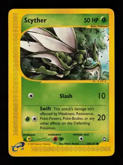 Scyther 106/147 Common Aquapolis Pokemon Card - Image 1