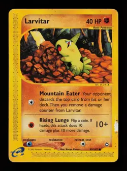Larvitar 089/147 Common Aquapolis DMG Heavily Played Pokemon Card - Image 1