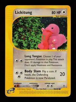 Lickitung 90/147 Common Non Holo Yuka Morii Aquapolis Pokemon Card - Image 1